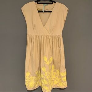 Anthro Hoss Intropia Khaki Yellow Floral Dress